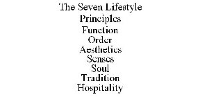 THE SEVEN LIFESTYLE PRINCIPLES FUNCTION ORDER AESTHETICS SENSES SOUL TRADITION HOSPITALITY