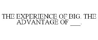 THE EXPERIENCE OF BIG. THE ADVANTAGE OF ___.