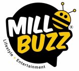 THE WORDING MILL IN WHITE AND BUZZ IN YELLOW AND LIFESTYLE AND ENTERTAINMENT IN BLACK