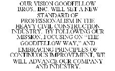 OUR VISION GOODFELLOW BROS., INC. WILL SET A NEW STANDARD OF PROFESSIONALISM IN THE HEAVY CIVIL CONSTRUCTION INDUSTRY. BY FOLLOWING OUR MISSION, FOCUSING ON 