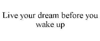 LIVE YOUR DREAM BEFORE YOU WAKE UP