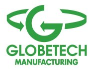 A STYLIZED GREEN G WITH GREEN TEXT GLOBETECH MANUFACTURING