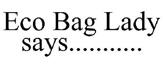 ECO BAG LADY SAYS...........