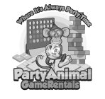 WHERE ITS ALWAYS PARTY TIME PARTY ANIMAL GAME RENTALS