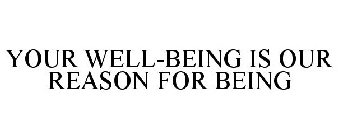 YOUR WELL-BEING IS OUR REASON FOR BEING