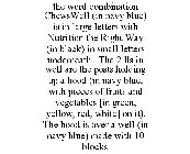 THE WORD COMBINATION CHEWSWELL (IN NAVY BLUE) IS IN LARGE LETTERS WITH NUTRITION THE RIGHT WAY (IN BLACK) IN SMALL LETTERS UNDERNEATH. THE 2 LLS IN WELL ARE THE POSTS HOLDING UP A HOOD (IN NAVY BLUE, 