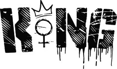 MY LOGO IS THE WORD KING IT CONSIST OF TWO DIFFERENT FONTS ONE BEING DRIP LETTERING AND INSTEAD IF THE 