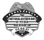 THE NATIONAL ANTHEM DAY OF MY USA HAD BEGUN ON 03.03.31 MD7