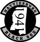 THIS IS A LOGO FOR THE HATTIESBURG BLACK SOX BASEBALL TEAM. THE TEAM WAS FOUNDED IN 1941. THE IDEA AND ARRANGEMENT OF THE WORDING AND THE 