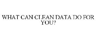 WHAT CAN CLEAN DATA DO FOR YOU?