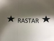 THE WORD RASTAR BETWEEN TWO FIVE POINT STARS. ONE FIVE POINT STAR IN FRONT OF THE WORD AND ONE FIVE POINT STAR AFTER THE WORD.
