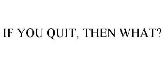 IF YOU QUIT, THEN WHAT?