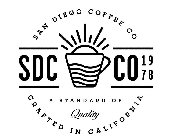 SAN DIEGO COFFEE CO CRAFTED IN CALIFORNIA A STANDARD OF QUALITY SDC CO 19 78