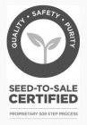 SEED-TO-SALE CERTIFIED QUALITY · SAFETY· PURITY PROPRIETARY 509 STEP PROCESS