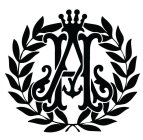 AMERICA HUSTLE LOGO - STYLIZED INTERTWINED AH WITH CROWN AND ANCHOR IN THE MIDDLE OF A ORNAMENTAL LEAF CREST