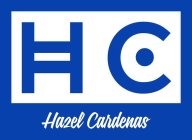 BLUE LETTER H WITH DOUBLE BAR, BLUE LETTER C WITH DOT, HAZEL CARDENAS BELOW