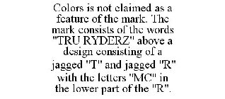 COLORS IS NOT CLAIMED AS A FEATURE OF THE MARK. THE MARK CONSISTS OF THE WORDS 