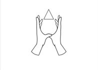 TWO HANDS WITH A TRIANGLE APPEARING ABOVE THE HANDS