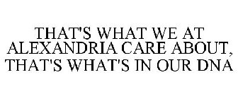 THAT'S WHAT WE AT ALEXANDRIA CARE ABOUT, THAT'S WHAT'S IN OUR DNA