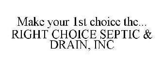 MAKE YOUR 1ST CHOICE THE... RIGHT CHOICE SEPTIC & DRAIN, INC