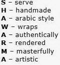 SHAWARMA SERVE HANDMADE ARABIC STYLE WRAPS AUTHENTICALLY RENDERED MASTERFULLY ARTISTIC