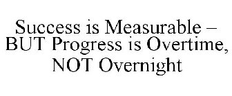 SUCCESS IS MEASURABLE - BUT PROGRESS IS OVERTIME, NOT OVERNIGHT