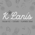 K LANI'S ITALIAN ICE · CUSTARD · FLAVORED SODAS