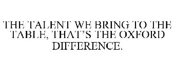 THE TALENT WE BRING TO THE TABLE, THAT'S THE OXFORD DIFFERENCE.