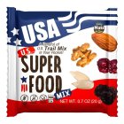USA U.S. A HANDFUL OF U.S. TRAIL MIX INYOUR POCKET! SUPERFOOD MIX GLUTEN FREE NON-GMO UNSALTED 100 CAL. NET WT. 0.7 OZ (20 G) DAILY NUTS AND FRUITS