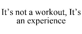 IT'S NOT A WORKOUT, IT'S AN EXPERIENCE