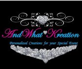 AND WHAT KREATION PERSONALIZED CREATIONS FOR YOUR SPECIAL EVENT