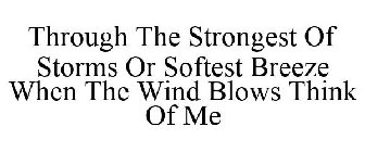 THROUGH THE STRONGEST OF STORMS OR SOFTEST BREEZE WHEN THE WIND BLOWS THINK OF ME