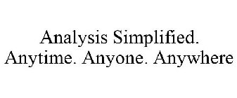 ANALYSIS SIMPLIFIED. ANYTIME. ANYONE. ANYWHERE