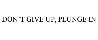 DON'T GIVE UP, PLUNGE IN