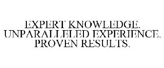 EXPERT KNOWLEDGE. UNPARALLELED EXPERIENCE. PROVEN RESULTS.