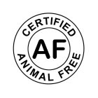 AF CERTIFIED ANIMAL FREE