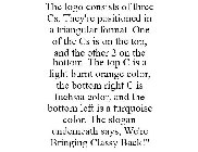 THE LOGO CONSISTS OF THREE CS. THEY'RE POSITIONED IN A TRIANGULAR FORMAT. ONE OF THE CS IS ON THE TOP, AND THE OTHER 2 ON THE BOTTOM. THE TOP C IS A LIGHT BURNT ORANGE COLOR, THE BOTTOM RIGHT C IS FUC