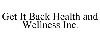GET IT BACK HEALTH AND WELLNESS INC.