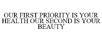 OUR FIRST PRIORITY IS YOUR HEALTH OUR SECOND IS YOUR BEAUTY
