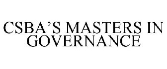 CSBA'S MASTERS IN GOVERNANCE