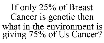 IF ONLY 25% OF BREAST CANCER IS GENETIC THEN WHAT IN THE ENVIRONMENT IS GIVING 75% OF US BREAST CANCER?