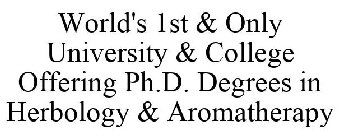 WORLD'S 1ST & ONLY UNIVERSITY & COLLEGE OFFERING PH.D. DEGREES IN HERBOLOGY & AROMATHERAPY