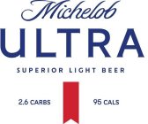 MICHELOB ULTRA SUPERIOR LIGHT BEER 2.6 CARBS 95 CALS