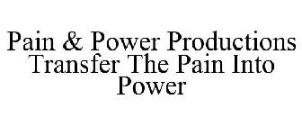 PAIN & POWER PRODUCTIONS TRANSFER THE PAIN INTO POWER