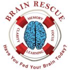 BRAIN RESCUE, MEMORY, FOCUS, LEARNING, CLARITY, AND HAVE YOU FED YOUR BRAIN TODAY