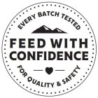EVERY BATCH TESTED FEED WITH CONFIDENCE FOR QUALITY & SAFETY