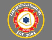 CANTON RESCUE SQUAD INC., EST. 2002, NEW YORK, FIRE, EMS, RESCUE