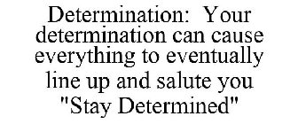 DETERMINATION: YOUR DETERMINATION CAN CAUSE EVERYTHING TO EVENTUALLY LINE UP AND SALUTE YOU 