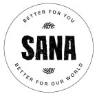 SANA BETTER FOR YOU BETTER FOR OUR WORLD