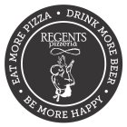 EAT MORE PIZZA DRINK MORE BEER BE MORE HAPPY REGENTS PIZZERIA